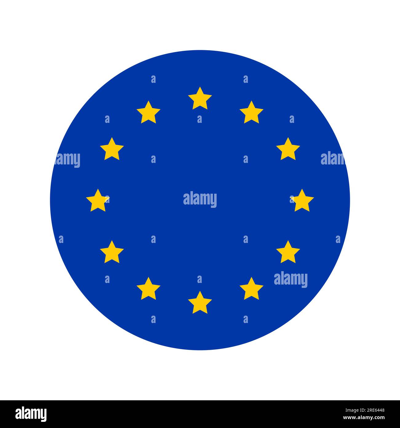 Vektordarstellung der runden Flagge der Europäischen Union. Flagge der Europäischen Union (EU) im Kreis Stock Vektor