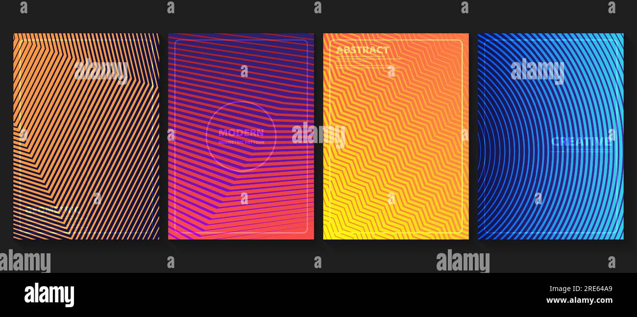 Abstraktes Design mit minimalem Abdeckungsmuster in Kontrastfarbe. Halbton im Verlaufsbuch. Geometrisches Design der Zukunft. Vektor Stock Vektor