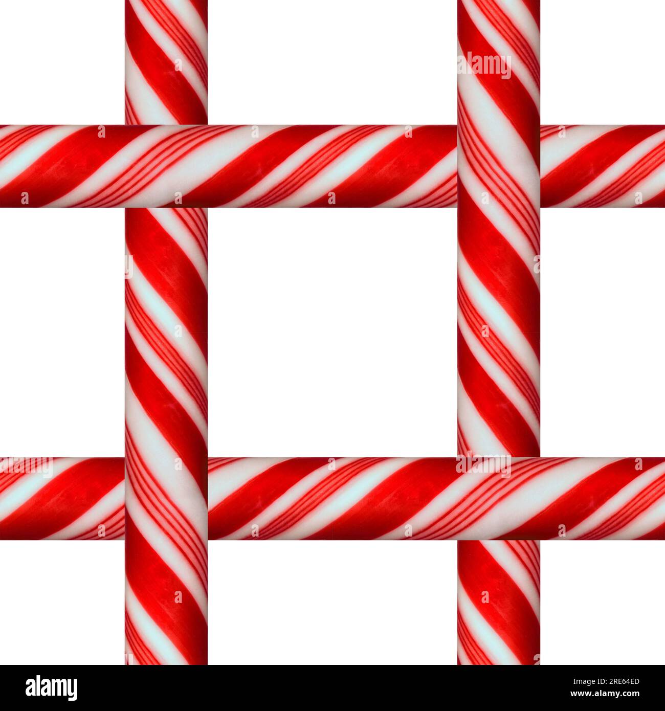 Nahtlos, sich wiederholendes Muster von Zuckerstangen. Kann sowohl horizontal als auch vertikal zu einem nahtlosen Muster angeordnet werden. Stockfoto