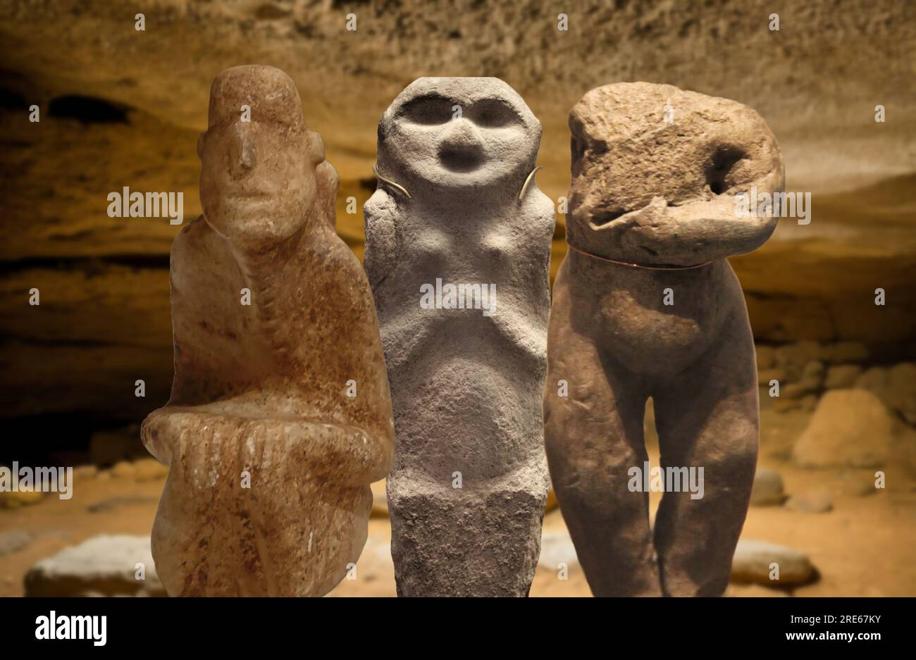 Jungsteinzeitliche Kunst - einige Statuetten aus der Jungsteinzeit Stockfoto
