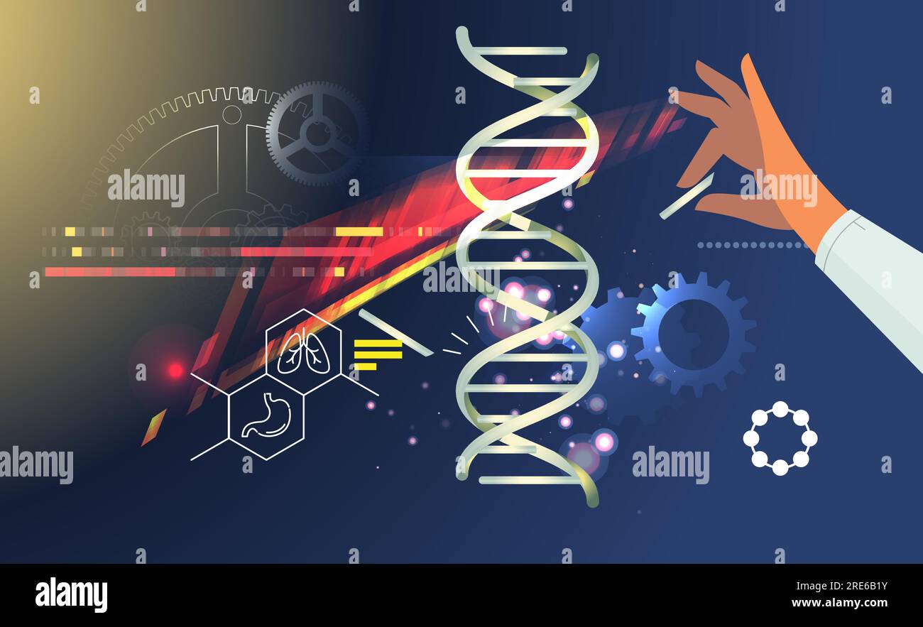 Genetics Research – Gene Editing and Modifying DNA Helix – CRISPR Technology – Abstrakte Illustration als EPS 10-Datei Stock Vektor