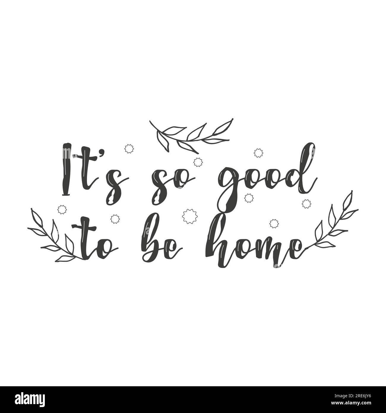 Gemütliche Sätze zum Thema Zuhause. Es ist so schön, zu Hause zu sein. Postkartendesign. Ein Flyer, ein Banner. Vektordarstellung. Stock Vektor