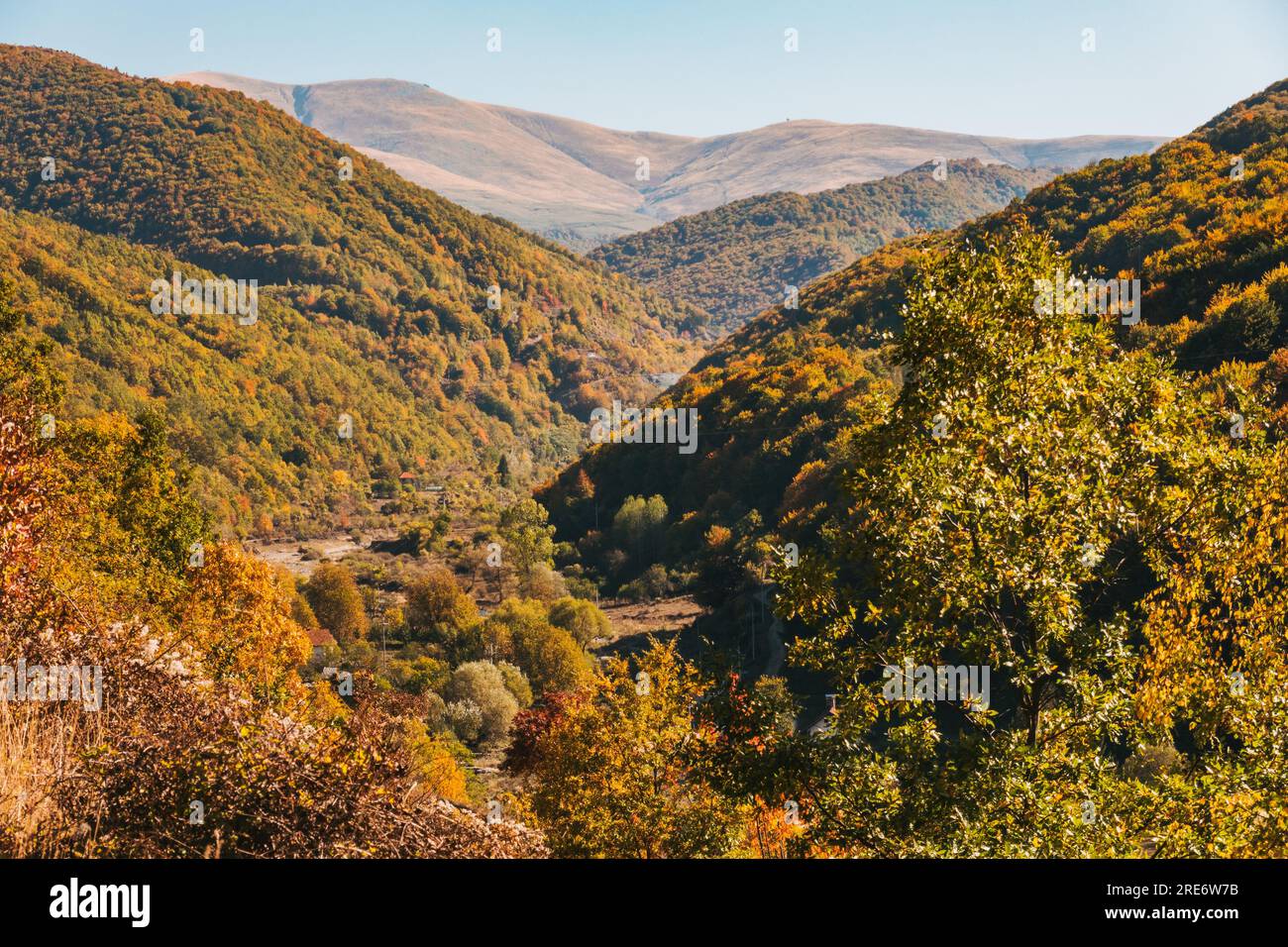 Leuchtende Herbstfarben in den Hügeln von Vodno, Nordmazedonien Stockfoto
