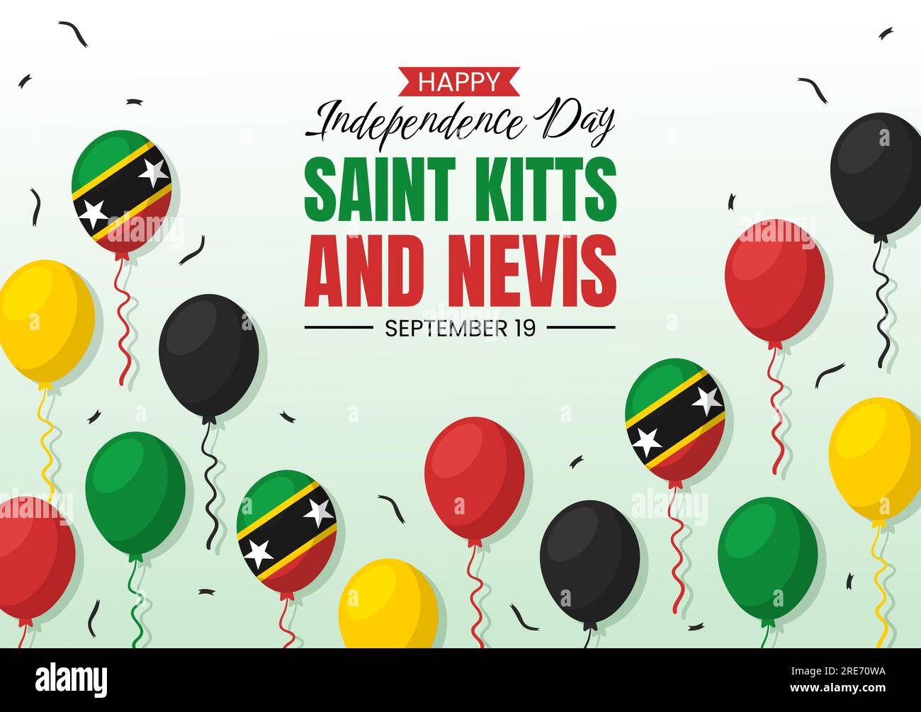 Happy Independence Day St. Kitts und Nevis Vector Illustration mit Hintergrund der Landesflagge in flachen, handgezeichneten Landing-Page-Vorlagen Stock Vektor