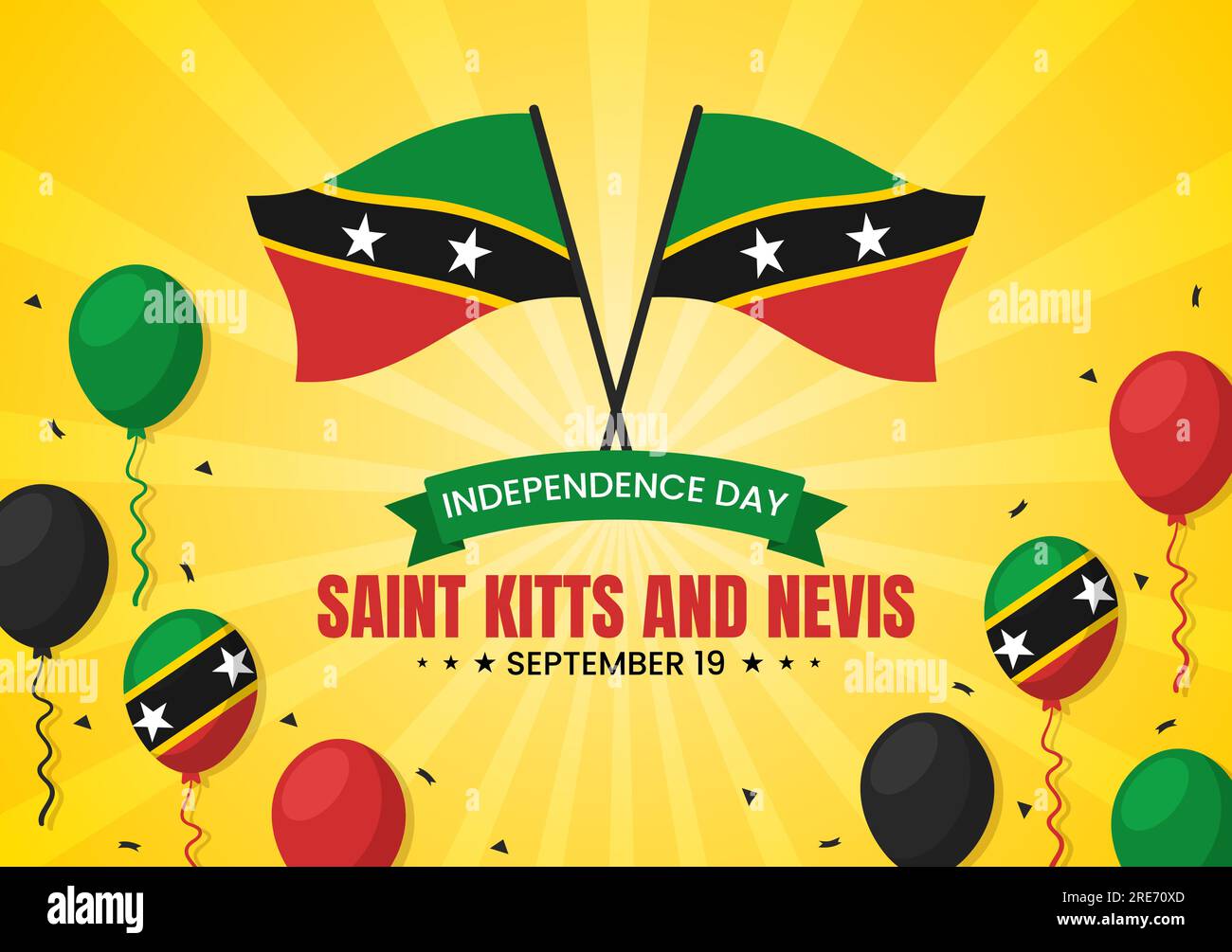 Happy Independence Day St. Kitts und Nevis Vector Illustration mit Hintergrund der Landesflagge in flachen, handgezeichneten Landing-Page-Vorlagen Stock Vektor