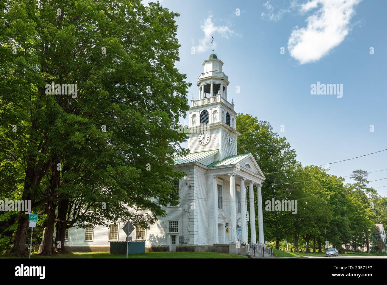 Windsor, Vermont, USA - 12. Juli 2023: Old South Church in Windsor, der Geburtsort der Vermont Republik Stockfoto