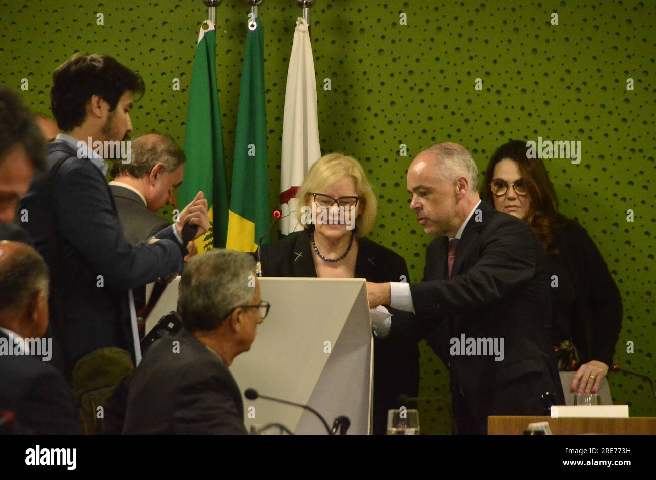 25. Juli 2023, Natal, Rio Grande do Norte, Brasilien: Natal (RN), 07/25/2023 - MINISTRA/STF/ROSA WEBER - auf der Tagesordnung in Rio Grande do Norte, der Präsident des Obersten Bundesgerichtshofs (STF) und des Nationalen Justizrats (CNJ), Ministerin Rosa Weber, besuchte diesen Dienstag (25) das Alcentiary, Die größte im Staat, um den Start der Gefängniseinsatzgruppe in der Hauptstadt Rio Grande do Norte zu formalisieren. (Foto: Jose Aldenir/Thenews2/Zumapress) (Kreditbild: © Jose Aldenir/TheNEWS2 via ZUMA Press Wire) NUR REDAKTIONELLE VERWENDUNG! Nicht für den kommerziellen GEBRAUCH! Stockfoto