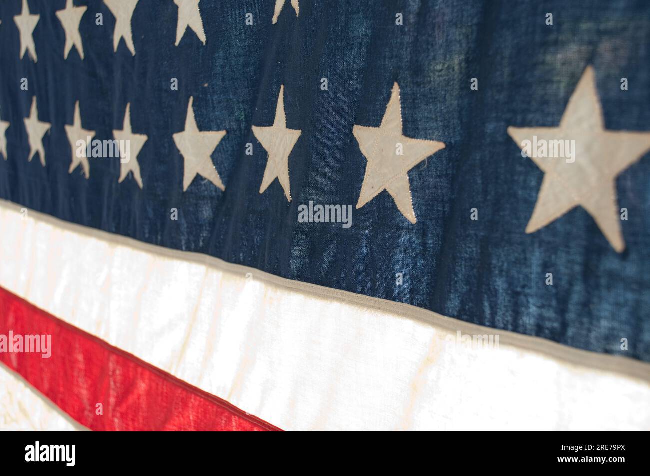 Handgenähte amerikanische Flagge Stockfoto