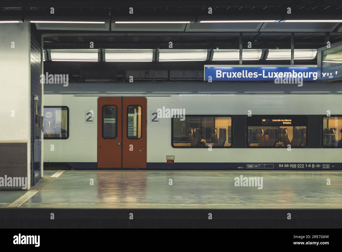 Brüssel, Belgien, Juli 2023: Blick auf die U-Bahn-Bahnhöfe von Brüssel Luxemburg Stockfoto