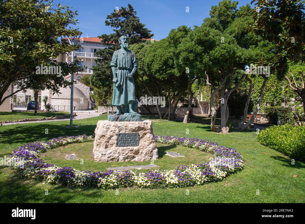 Statue des Heiligen Martin (legendärer Gründer von San Marino), Kaldanac (Altstadt), Rab Town, Rab Island, Kvarner, Kroatien Stockfoto