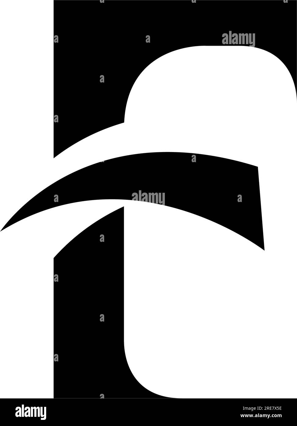 Schwarzes F-Symbol mit spitzen Spitzen auf weißem Hintergrund Stock Vektor