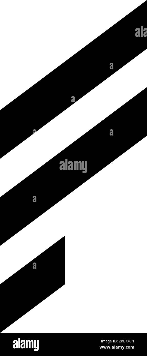 Schwarzes F-Symbol mit diagonalen Streifen auf weißem Hintergrund Stock Vektor