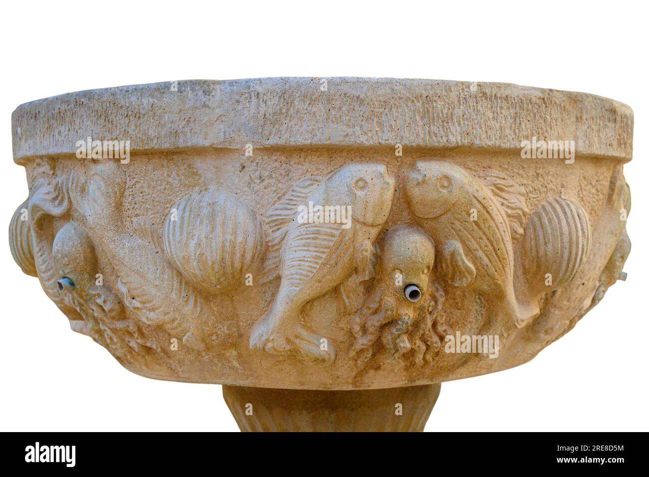 Mittelalterlicher Steinbrunnen im öffentlichen Park, Villajoyosa, Alicante, Spanien Stockfoto
