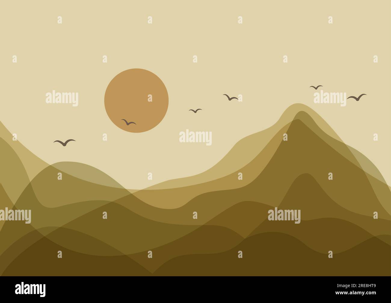 Zeitgenössischer ästhetischer Hintergrund mit Berglandschaft Stock Vektor