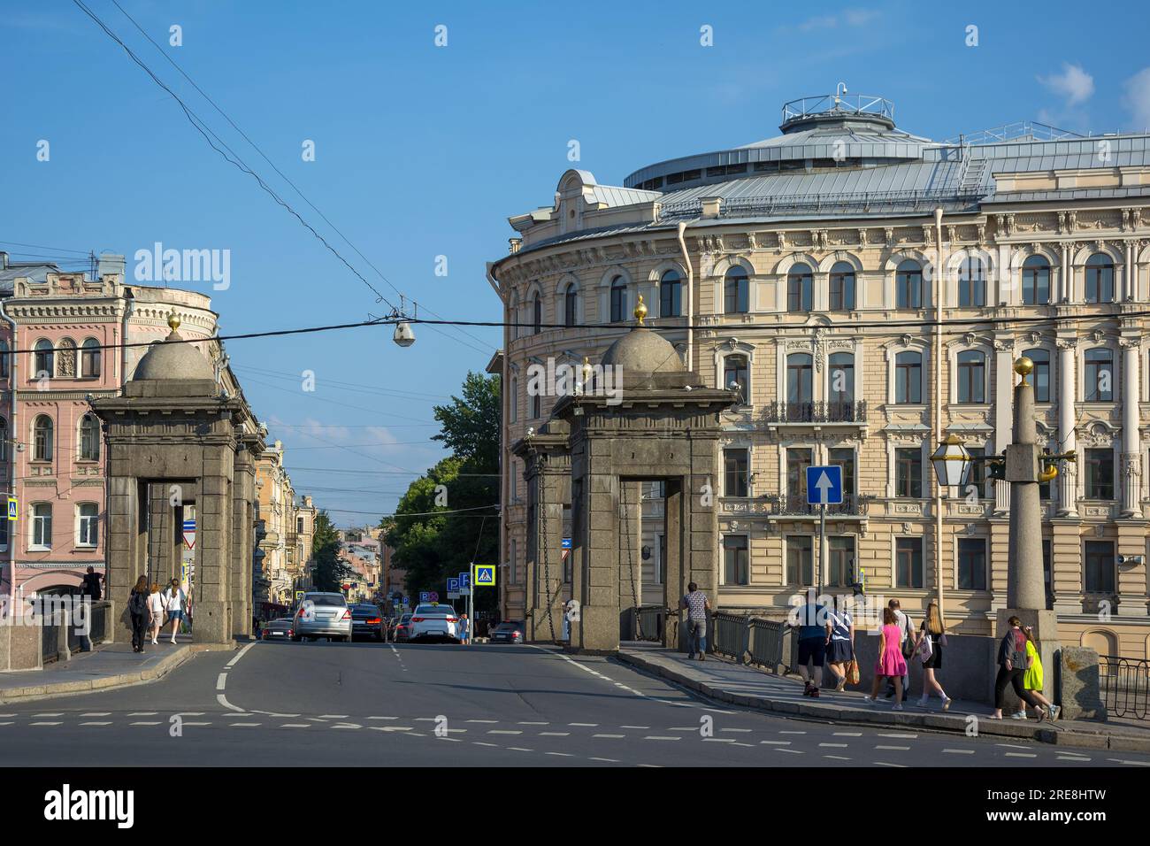 St. Petersburg, Blick auf die Lomonosov-Straße vom rechten Ufer des Fontanka River Stockfoto