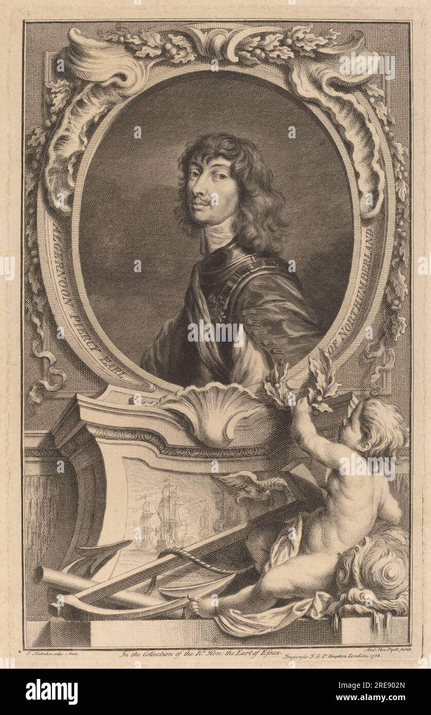 Jacobus Houbraken nach Sir Anthony van Dyck, Algernon Percy, Earl of Northumberland, 1738, Gravur und Ätzung auf liegendem Papier, Platte: 37,5 x 23,6 cm (14 3/4 x 9 5/16 Zoll) Laken: 44,2 x 30,1 cm (17 3/8 x 11 7/8 Zoll), Geschenk von Henry und Judith Rice Millon, zu Ehren des 50. Jahrestags der National Gallery of Art, 1991.203.5' Stockfoto