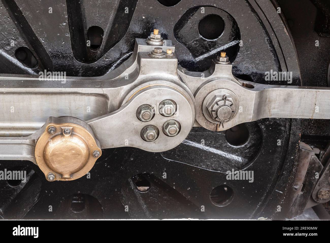 Pleuel, Merchant Navy Class 35002 „Peninsula and Oriental“ Dampflokomotive, die von der Gloucestershire and Warwickshire Steam Railway, A Stockfoto