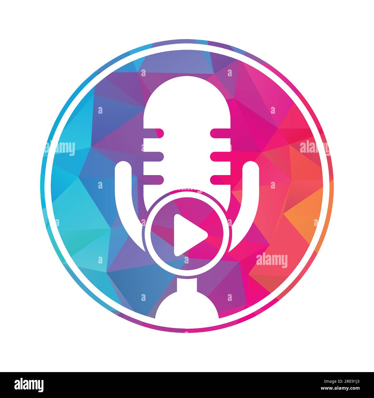 Design der Logo-Vorlage für Podcasts zur Videowiedergabe. Podcast-Logo für Sender oder Funkgeräte. Stock Vektor