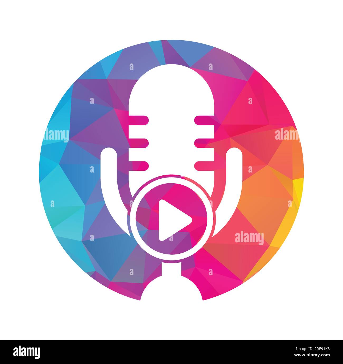 Design der Logo-Vorlage für Podcasts zur Videowiedergabe. Podcast-Logo für Sender oder Funkgeräte. Stock Vektor