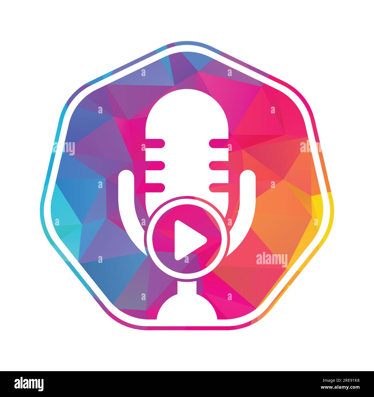 Design der Logo-Vorlage für Podcasts zur Videowiedergabe. Podcast-Logo für Sender oder Funkgeräte. Stock Vektor