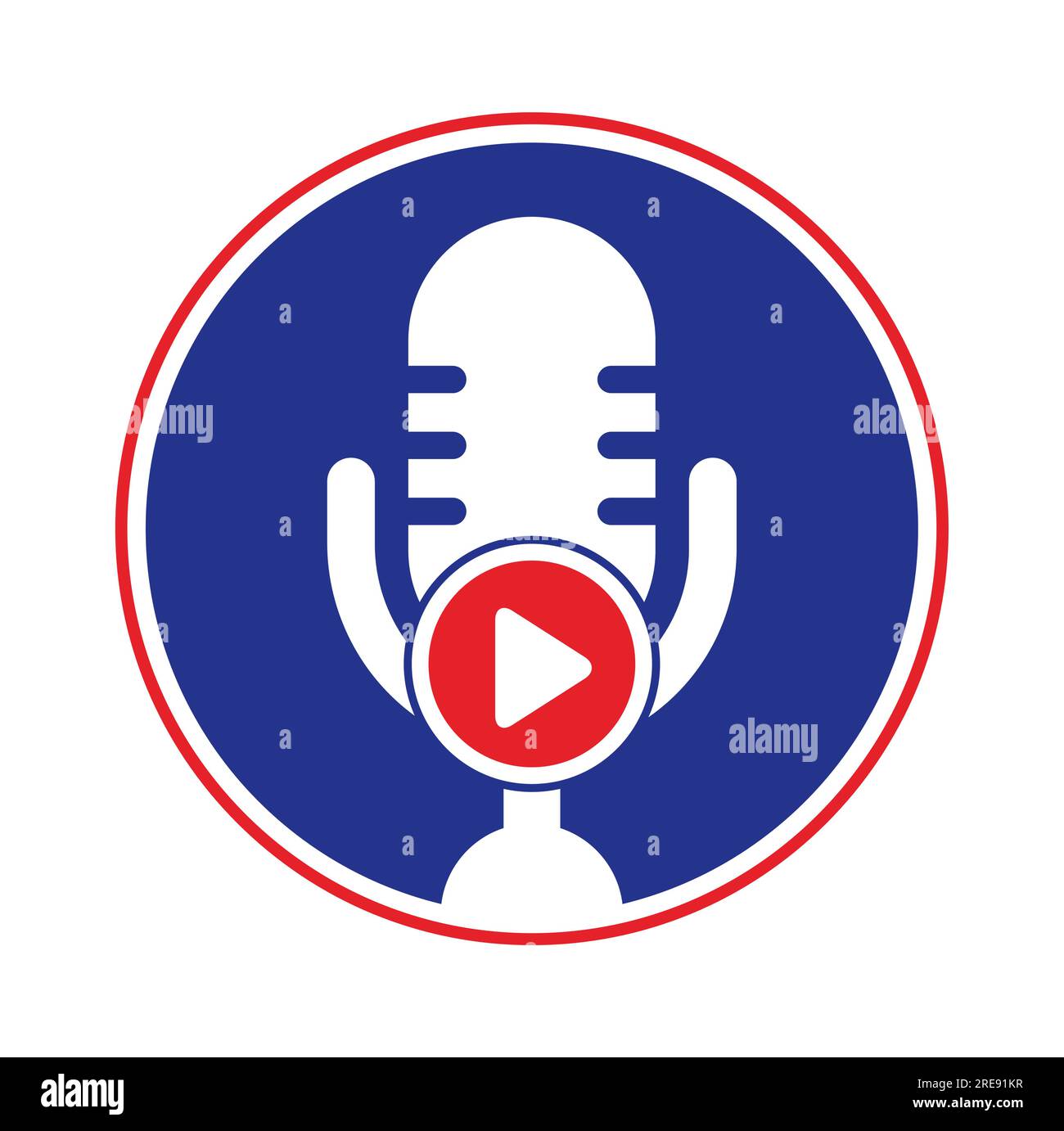 Design der Logo-Vorlage für Podcasts zur Videowiedergabe. Podcast-Logo für Sender oder Funkgeräte. Stock Vektor