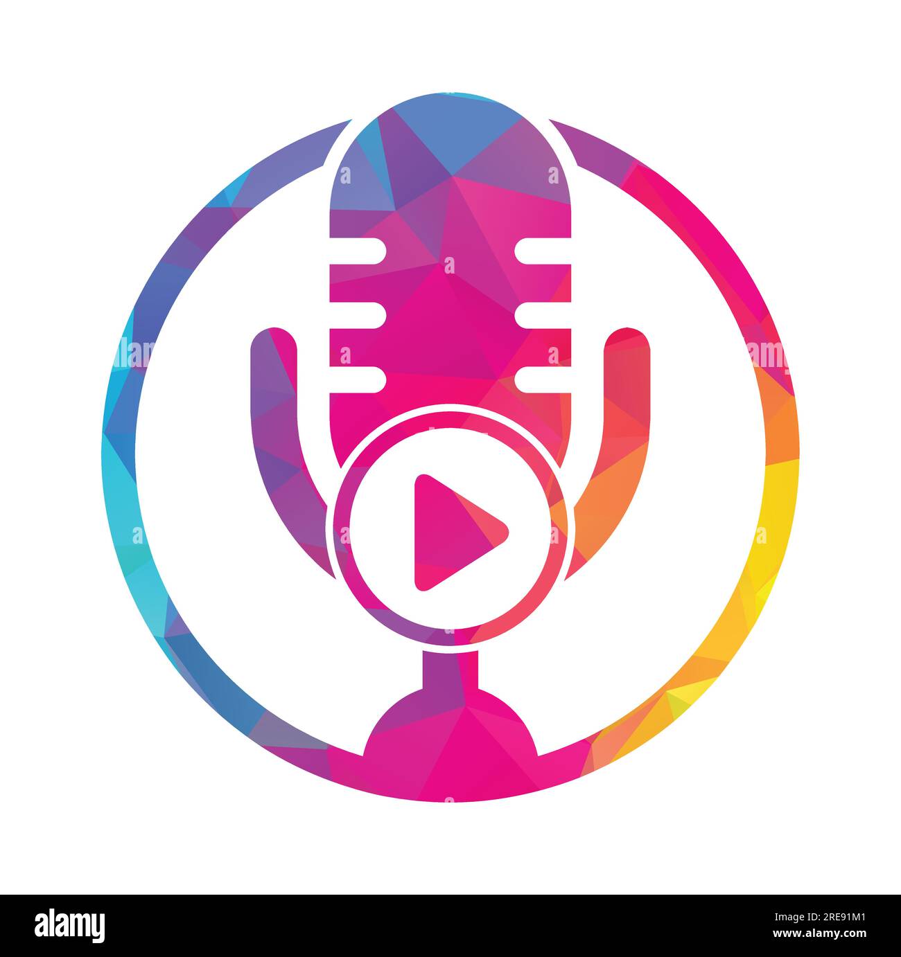 Design der Logo-Vorlage für Podcasts zur Videowiedergabe. Podcast-Logo für Sender oder Funkgeräte. Stock Vektor