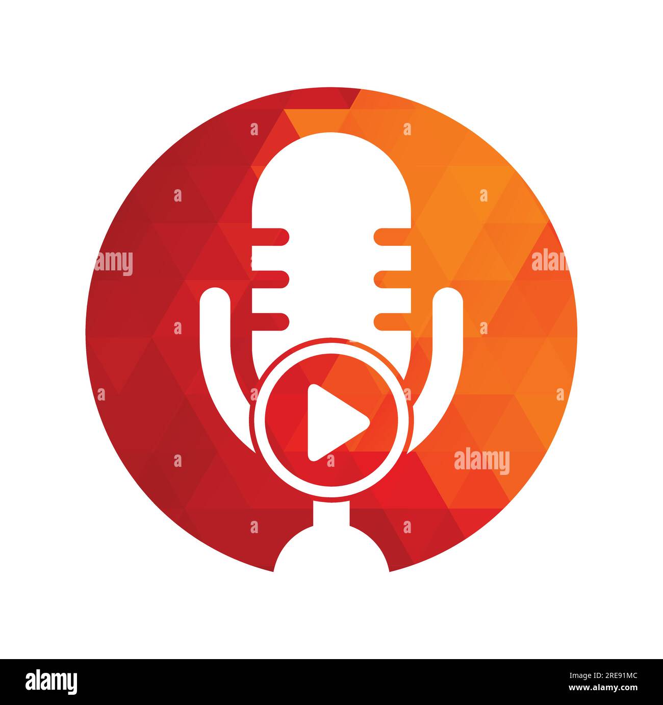 Design der Logo-Vorlage für Podcasts zur Videowiedergabe. Podcast-Logo für Sender oder Funkgeräte. Stock Vektor