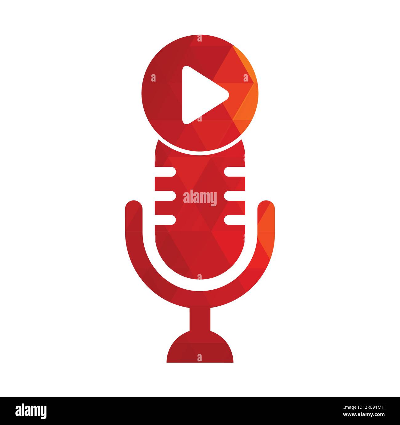 Design der Logo-Vorlage für Podcasts zur Videowiedergabe. Podcast-Logo für Sender oder Funkgeräte. Stock Vektor