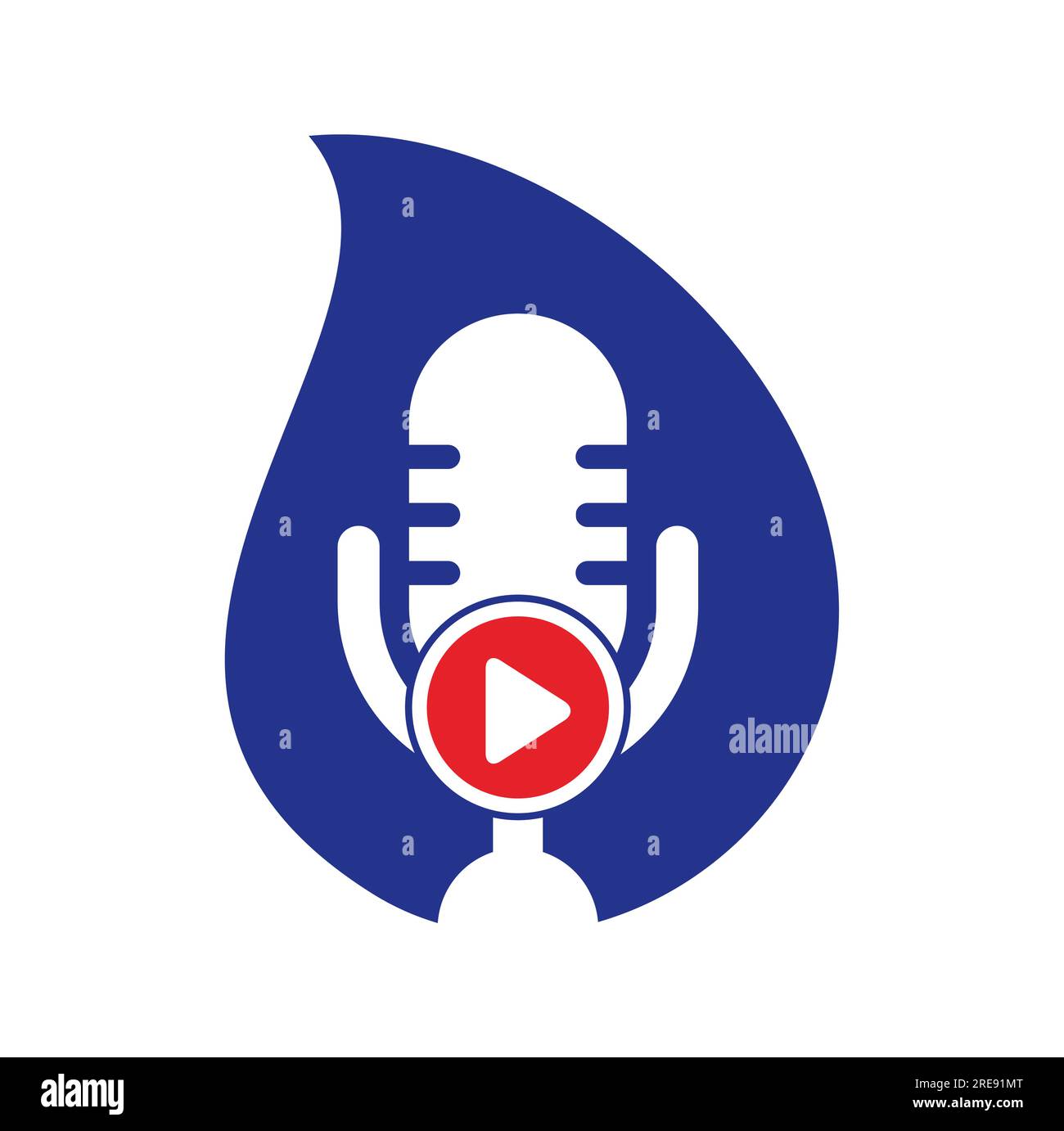 Design der Logo-Vorlage für Podcasts zur Videowiedergabe. Podcast-Logo für Sender oder Funkgeräte. Stock Vektor