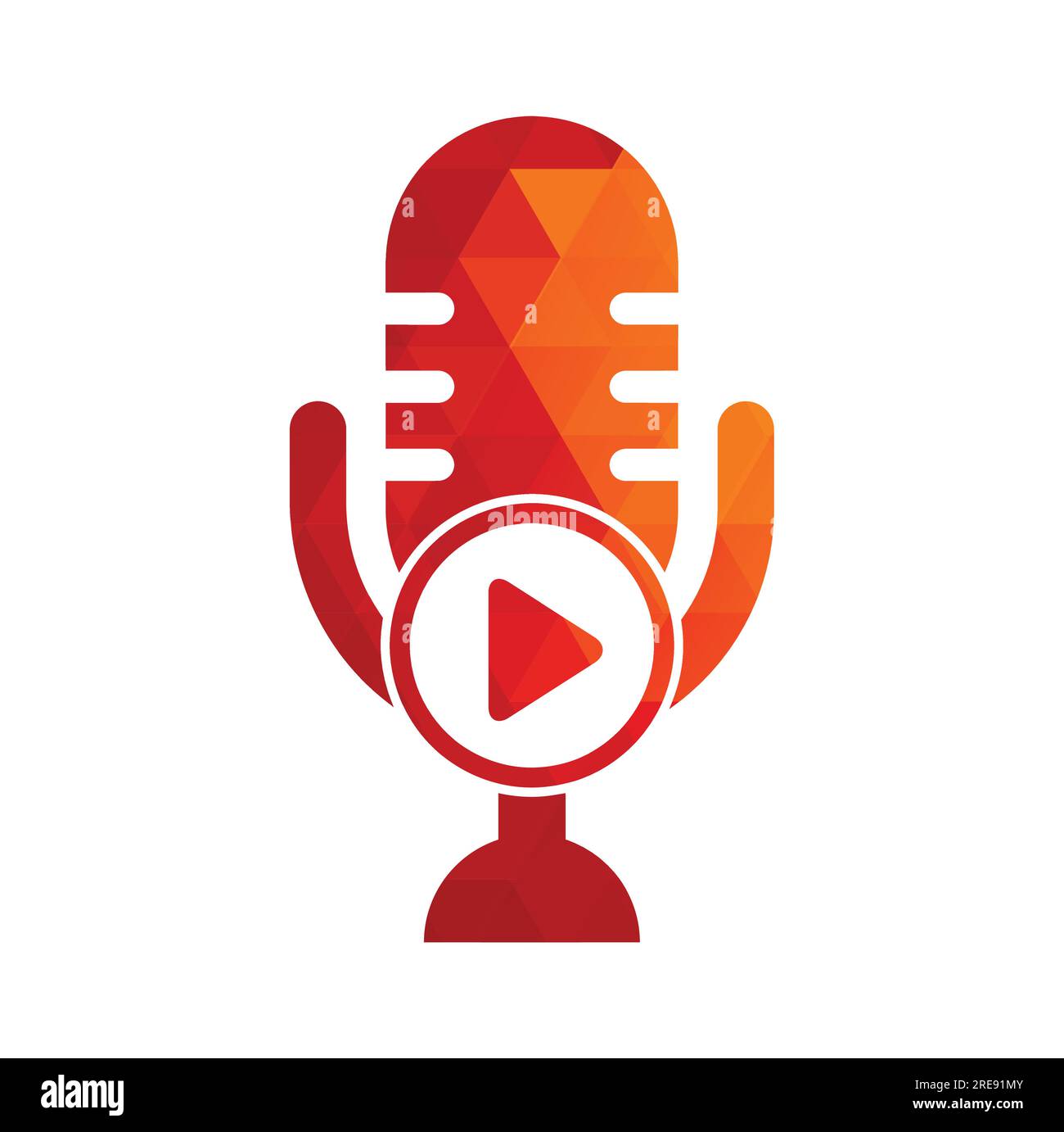 Design der Logo-Vorlage für Podcasts zur Videowiedergabe. Podcast-Logo für Sender oder Funkgeräte. Stock Vektor