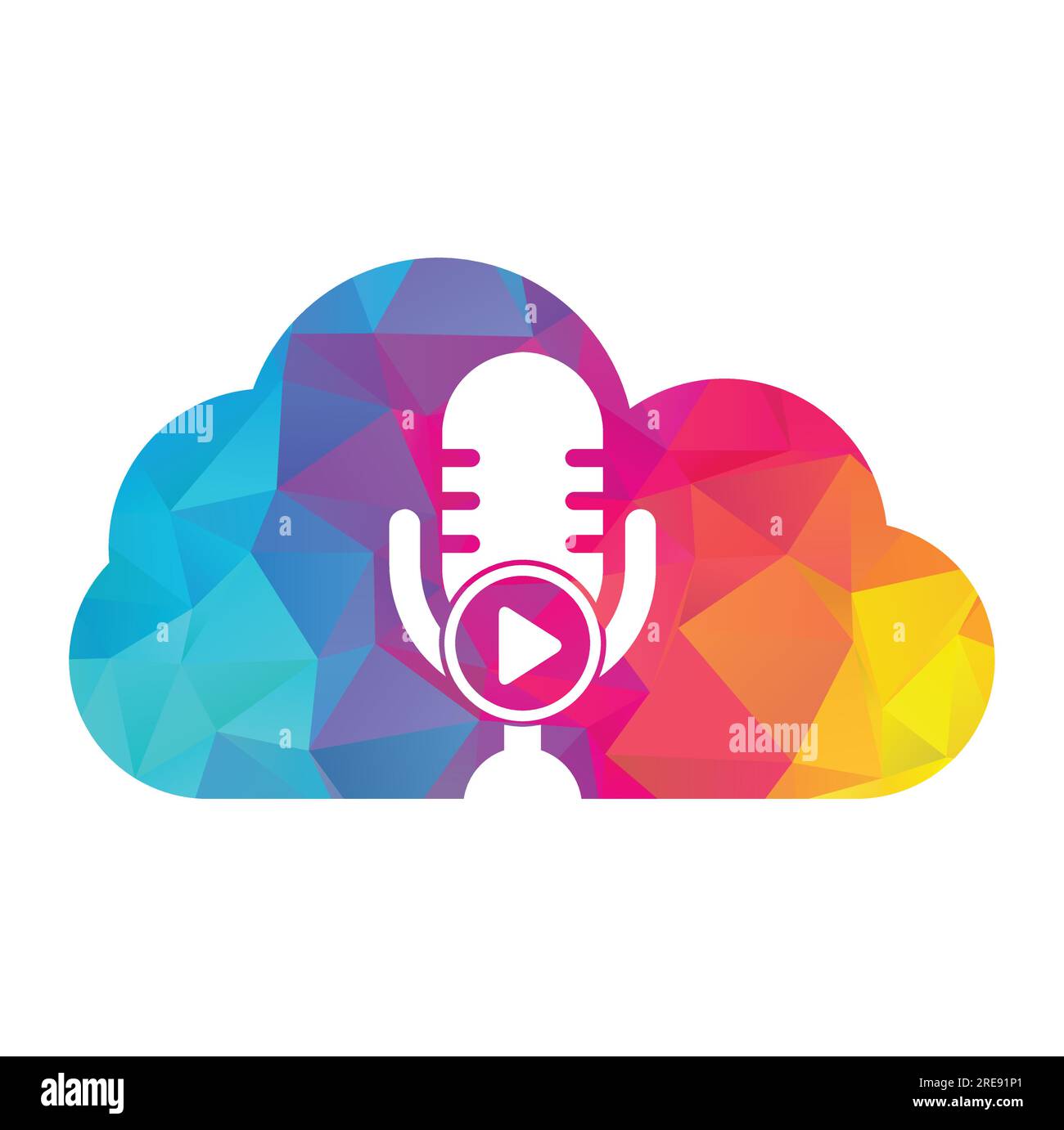 Design der Logo-Vorlage für Podcasts zur Videowiedergabe. Podcast-Logo für Sender oder Funkgeräte. Stock Vektor