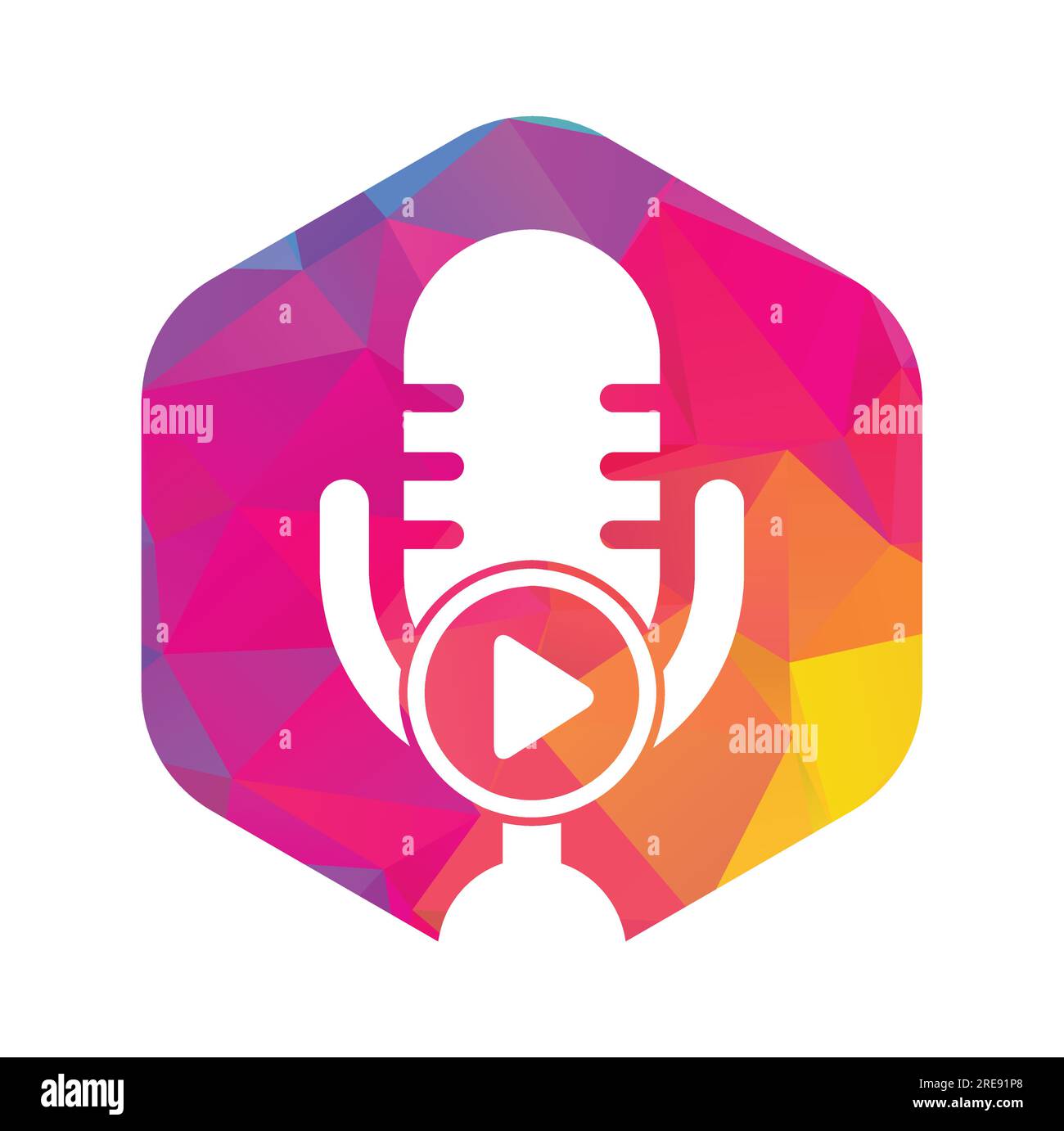 Design der Logo-Vorlage für Podcasts zur Videowiedergabe. Podcast-Logo für Sender oder Funkgeräte. Stock Vektor