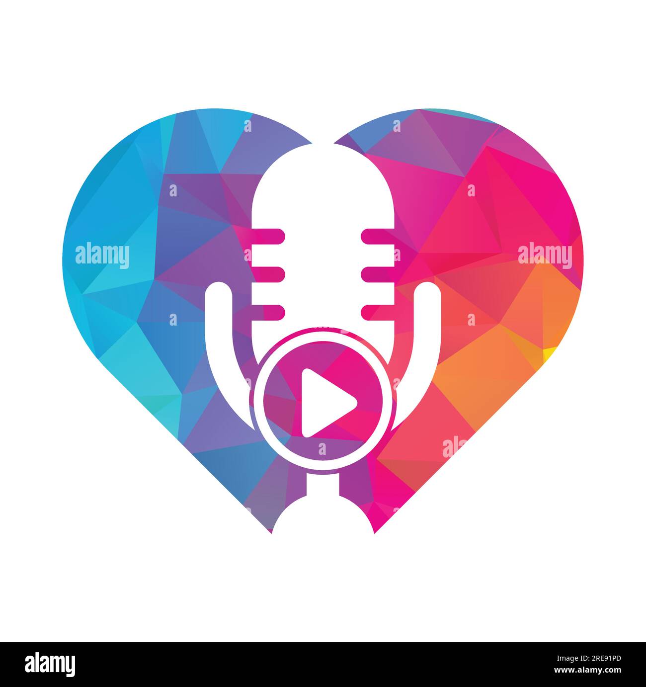 Design der Logo-Vorlage für Podcasts zur Videowiedergabe. Podcast-Logo für Sender oder Funkgeräte. Stock Vektor