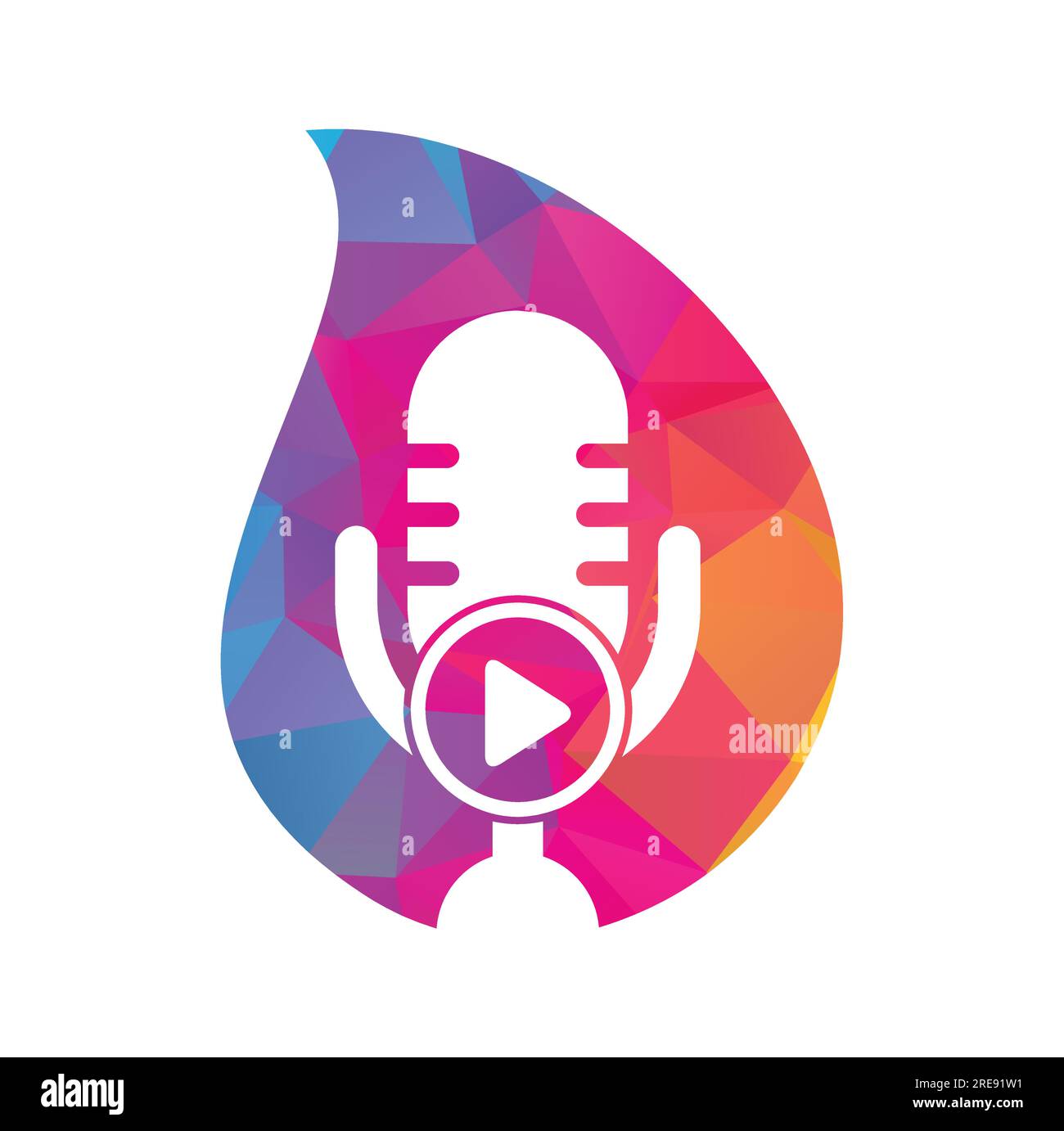 Design der Logo-Vorlage für Podcasts zur Videowiedergabe. Podcast-Logo für Sender oder Funkgeräte. Stock Vektor