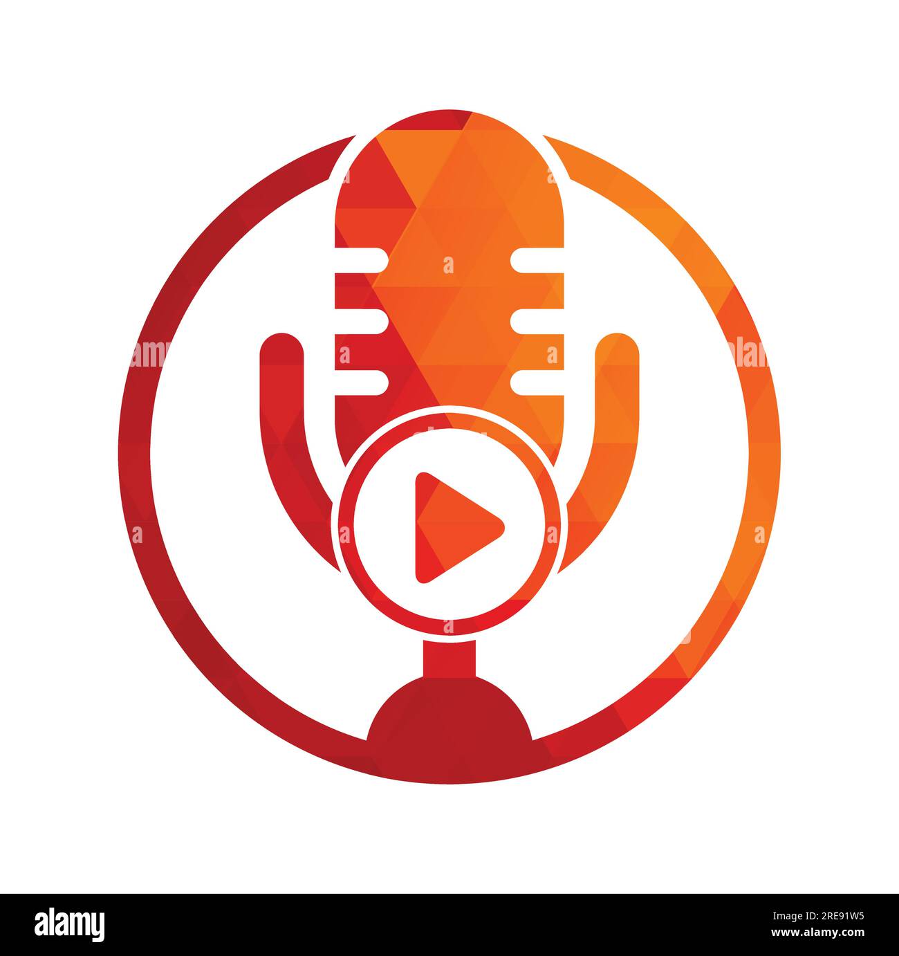 Design der Logo-Vorlage für Podcasts zur Videowiedergabe. Podcast-Logo für Sender oder Funkgeräte. Stock Vektor