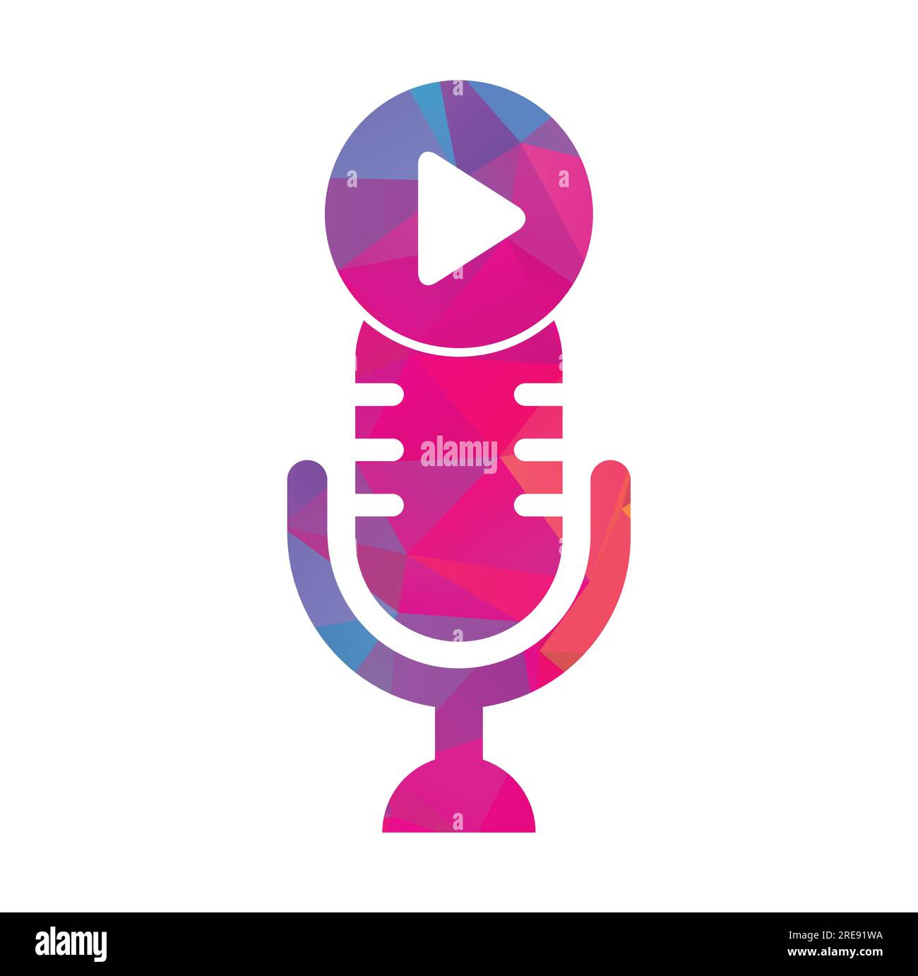 Design der Logo-Vorlage für Podcasts zur Videowiedergabe. Podcast-Logo für Sender oder Funkgeräte. Stock Vektor