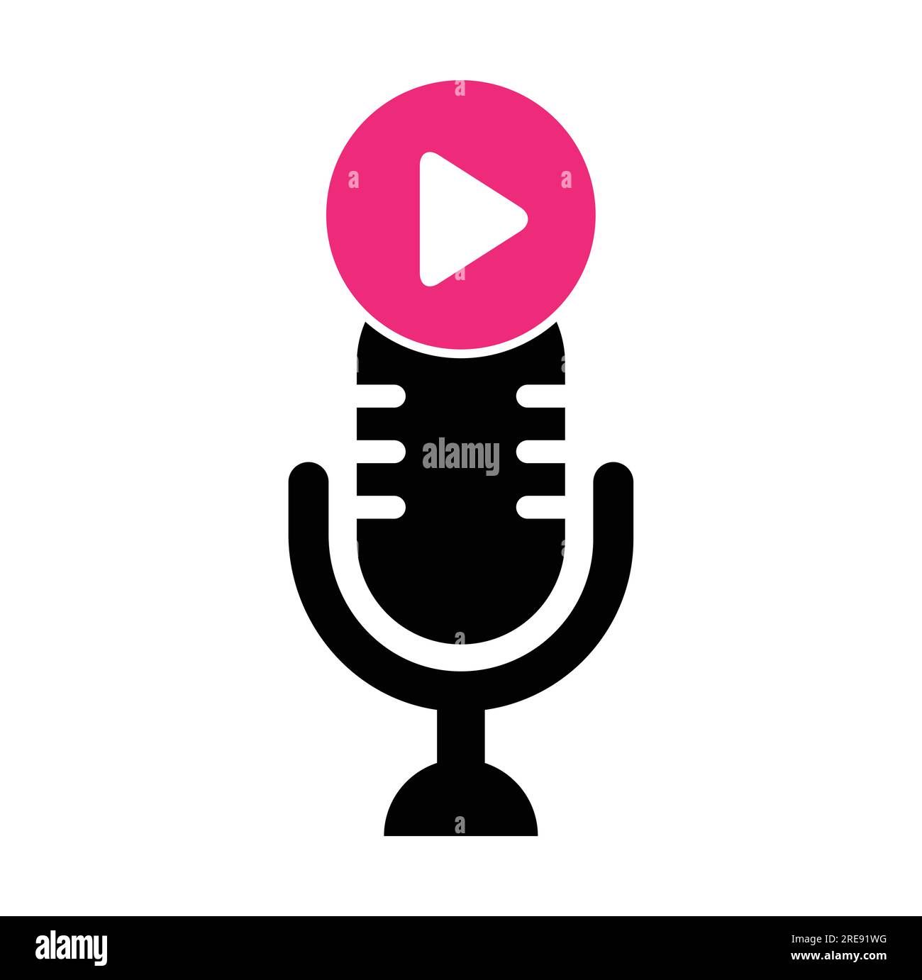 Design der Logo-Vorlage für Podcasts zur Videowiedergabe. Podcast-Logo für Sender oder Funkgeräte. Stock Vektor