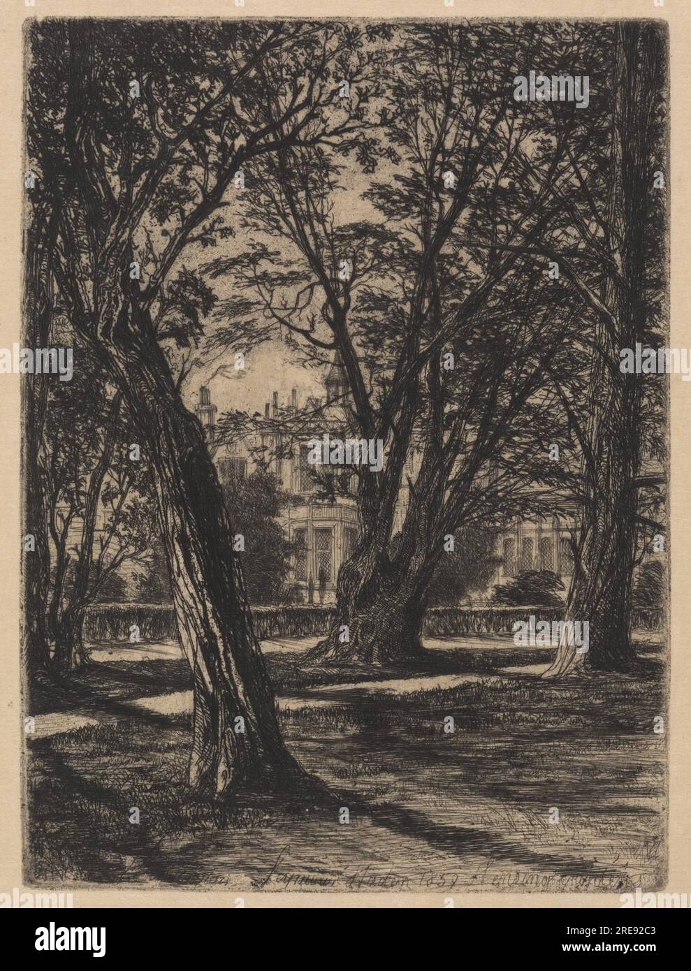 Kensington Gardens, nein 1 (kleiner Teller) 1859 von Francis Seymour Haden Stockfoto