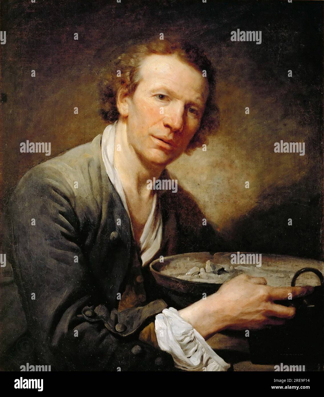 Jean-Baptiste Greuze (1725-1805) -- Portrait of a man (vielleicht Josephe, ein Model an der Akademie) 1755, 68х58 Stockfoto
