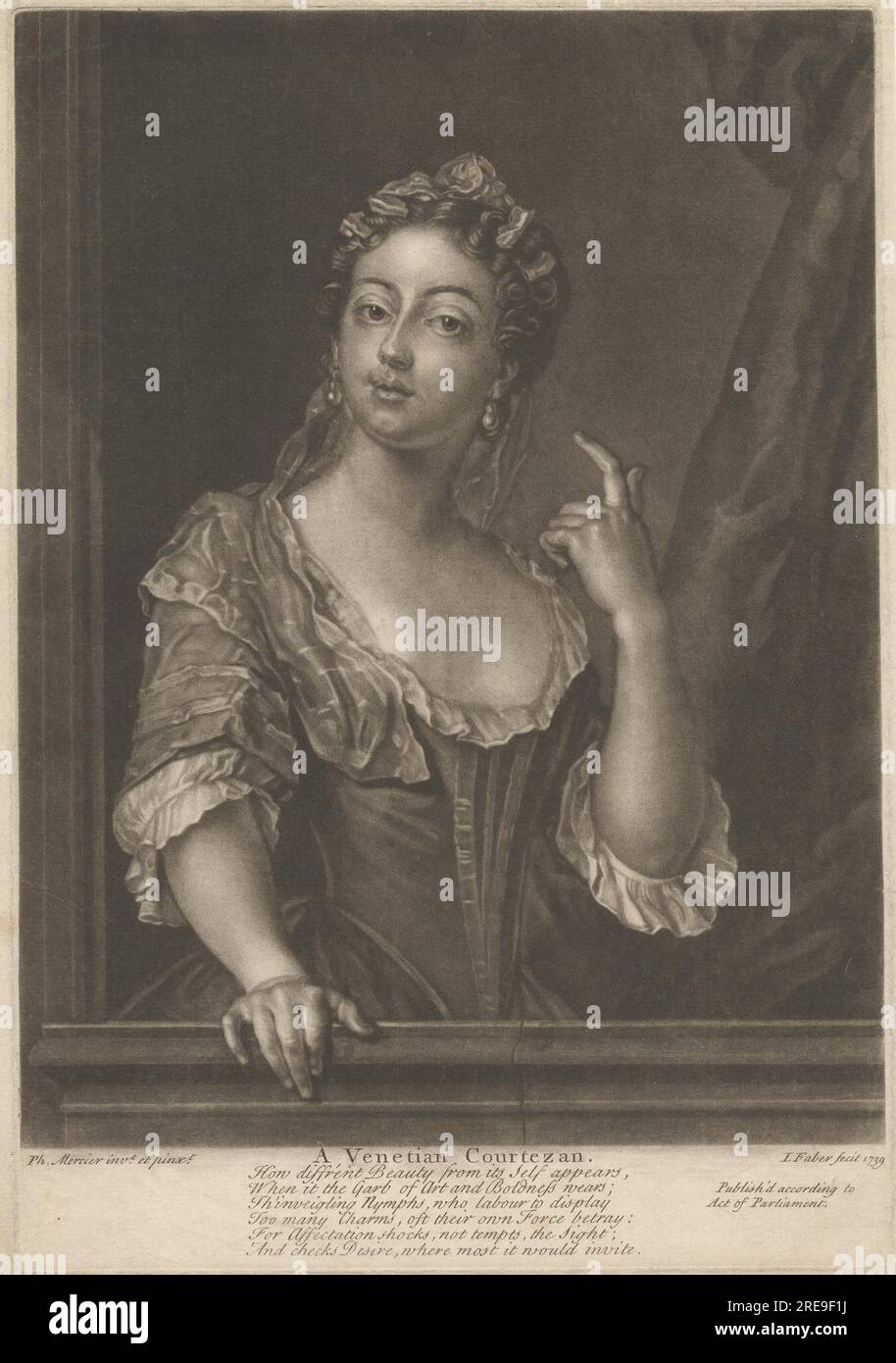 Eine venezianische Kurtisane 1739 von John Faber Junior Stockfoto