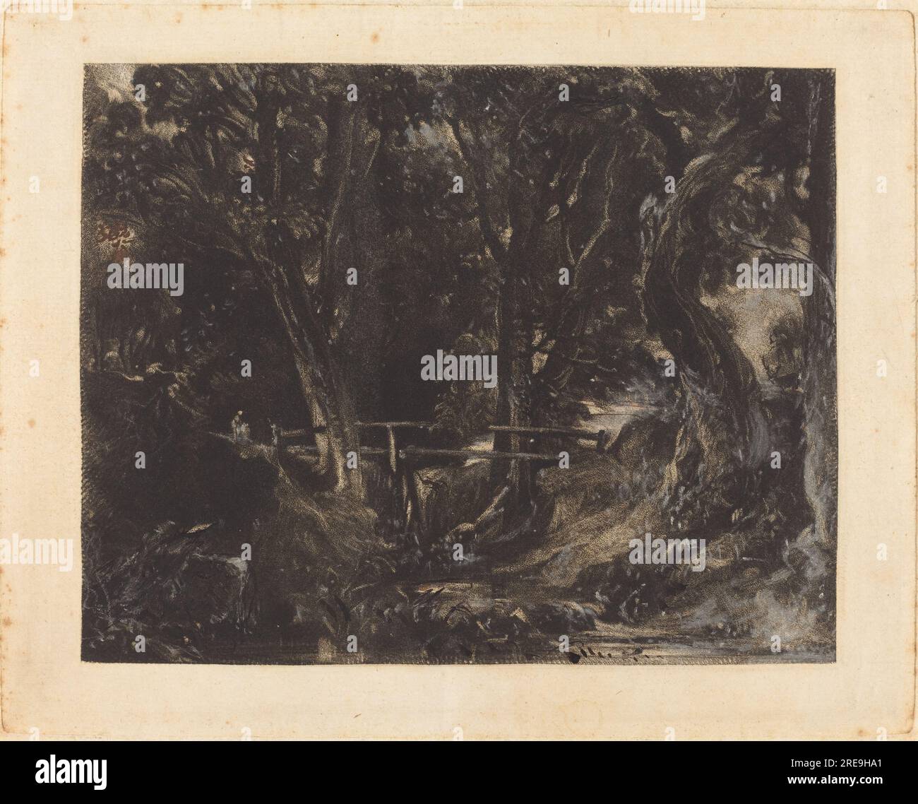 „David Lucas nach John Constable, Ein Dell im Helmingham Park, Suffolk, 1830, Mezzotint auf liegendem Papier, Teller: 17,8 x 22,2 cm (7 x 8 3/4 Zoll) Blatt: 26 x 31 cm (10 1/4 x 12 3/16 Zoll), Paul Mellon Fund, 2001.118.21' Stockfoto