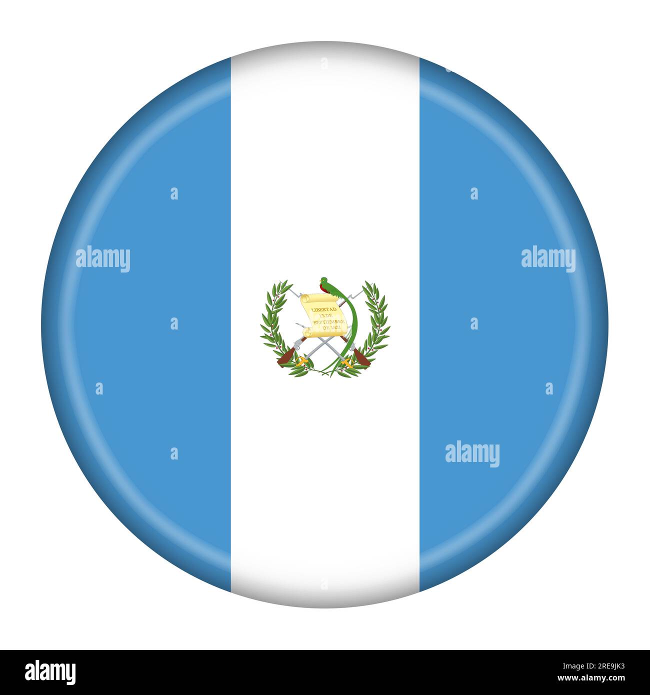 Abbildung der Guatemala-Flaggenschaltfläche 3D mit Clipping-Pfad Stockfoto