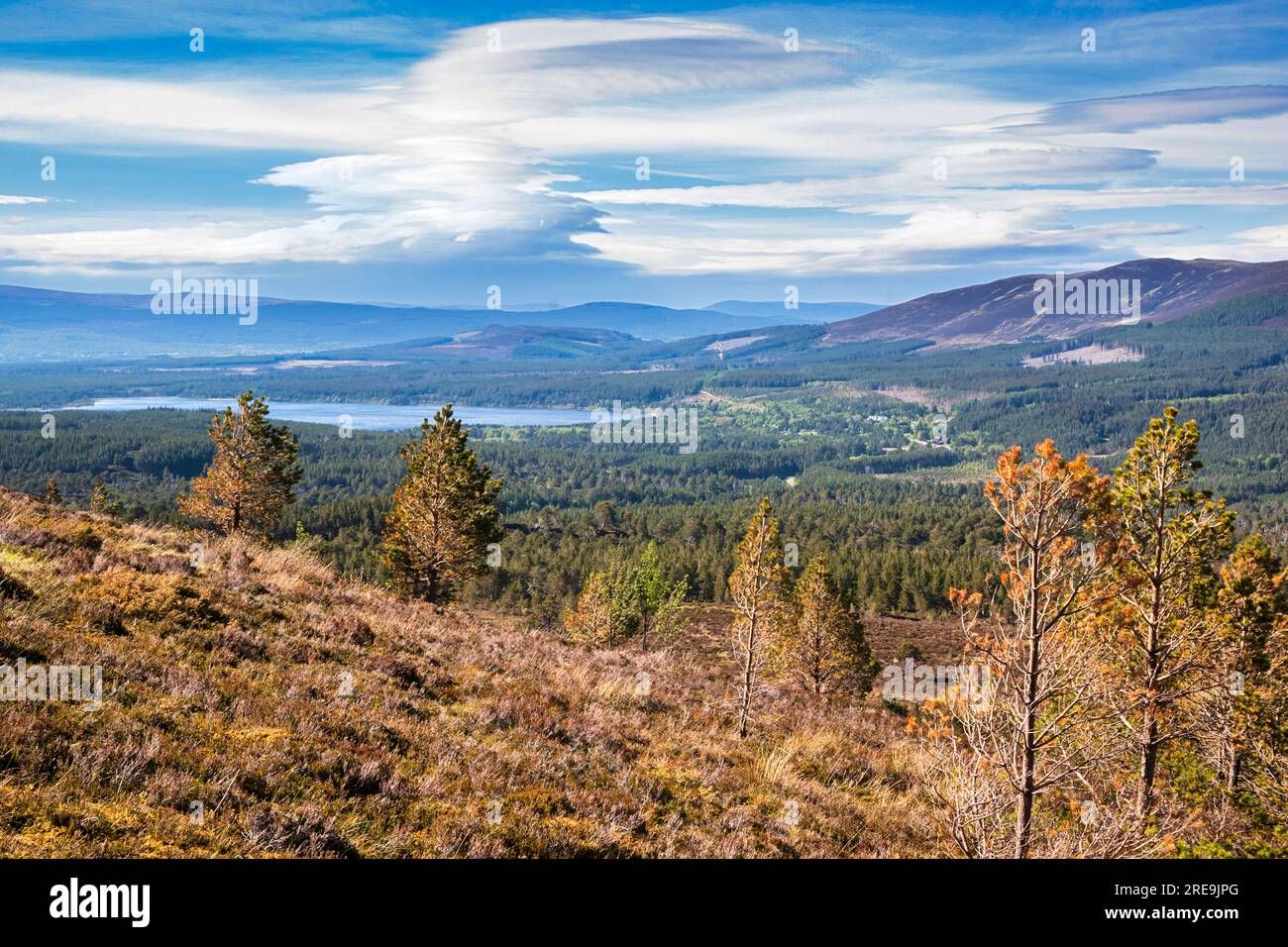 Loch Morlich von Cairn Gorm, Aviemore, Highland, Schottland, UK Stockfoto