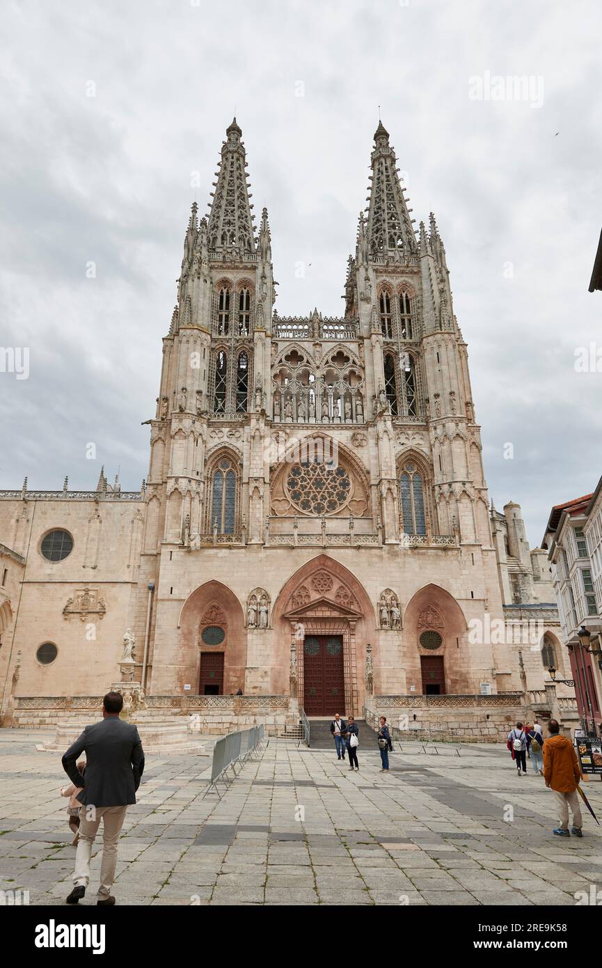 Außenansicht der Kathedrale von Burgos, Castilla y Leon, Spanien Stockfoto