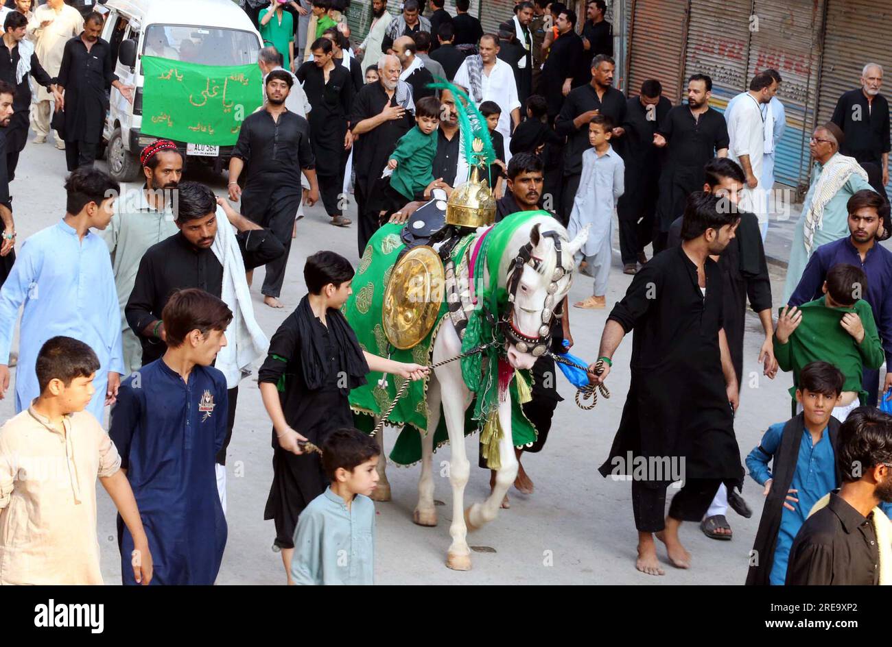 Hyderabad, Pakistan , 26. Juli 2023, Anhänger von Imam Hussain (A.S
