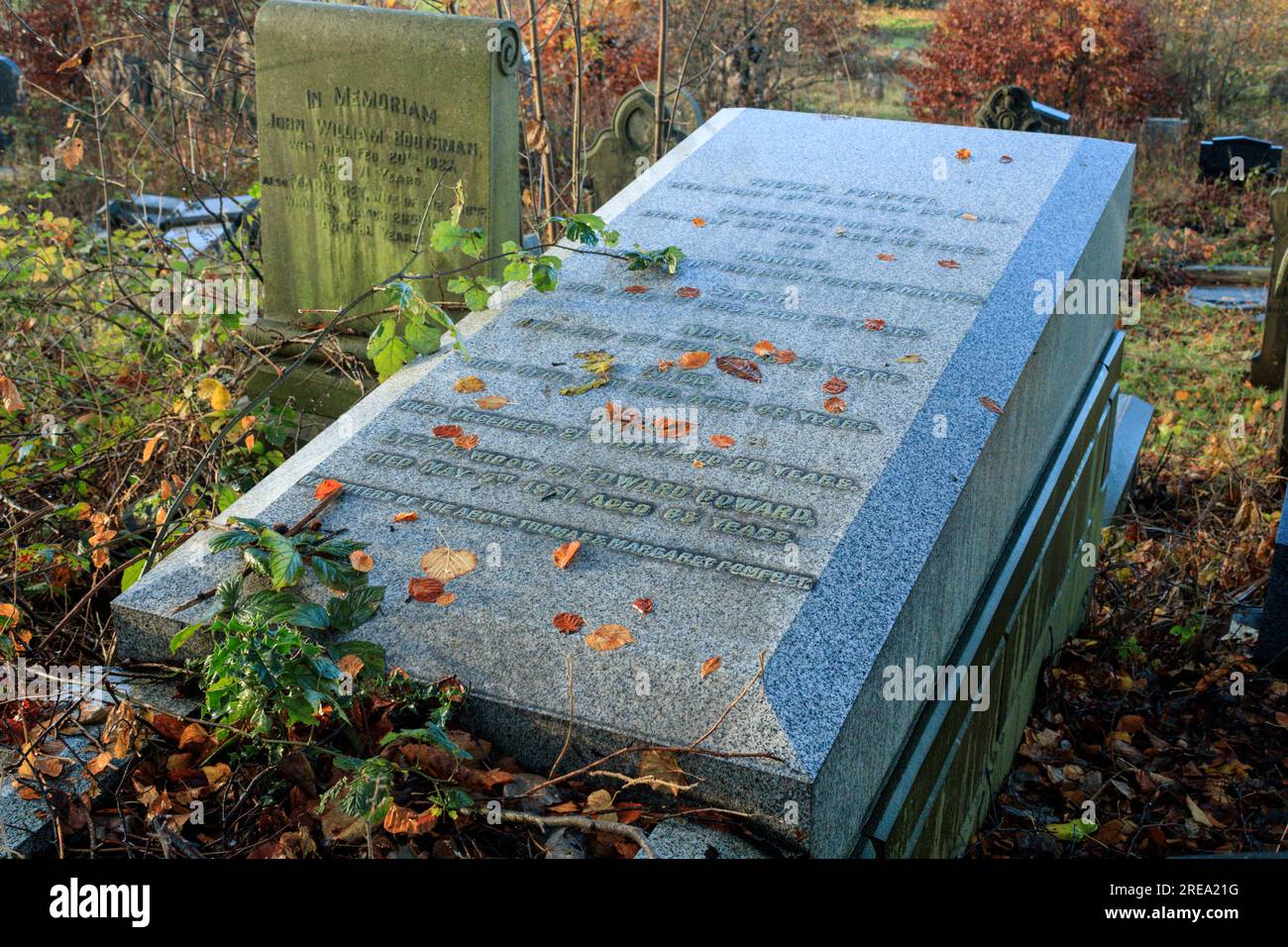 Das Grab der Familie Pomfret. Blackburn Friedhof. Stockfoto