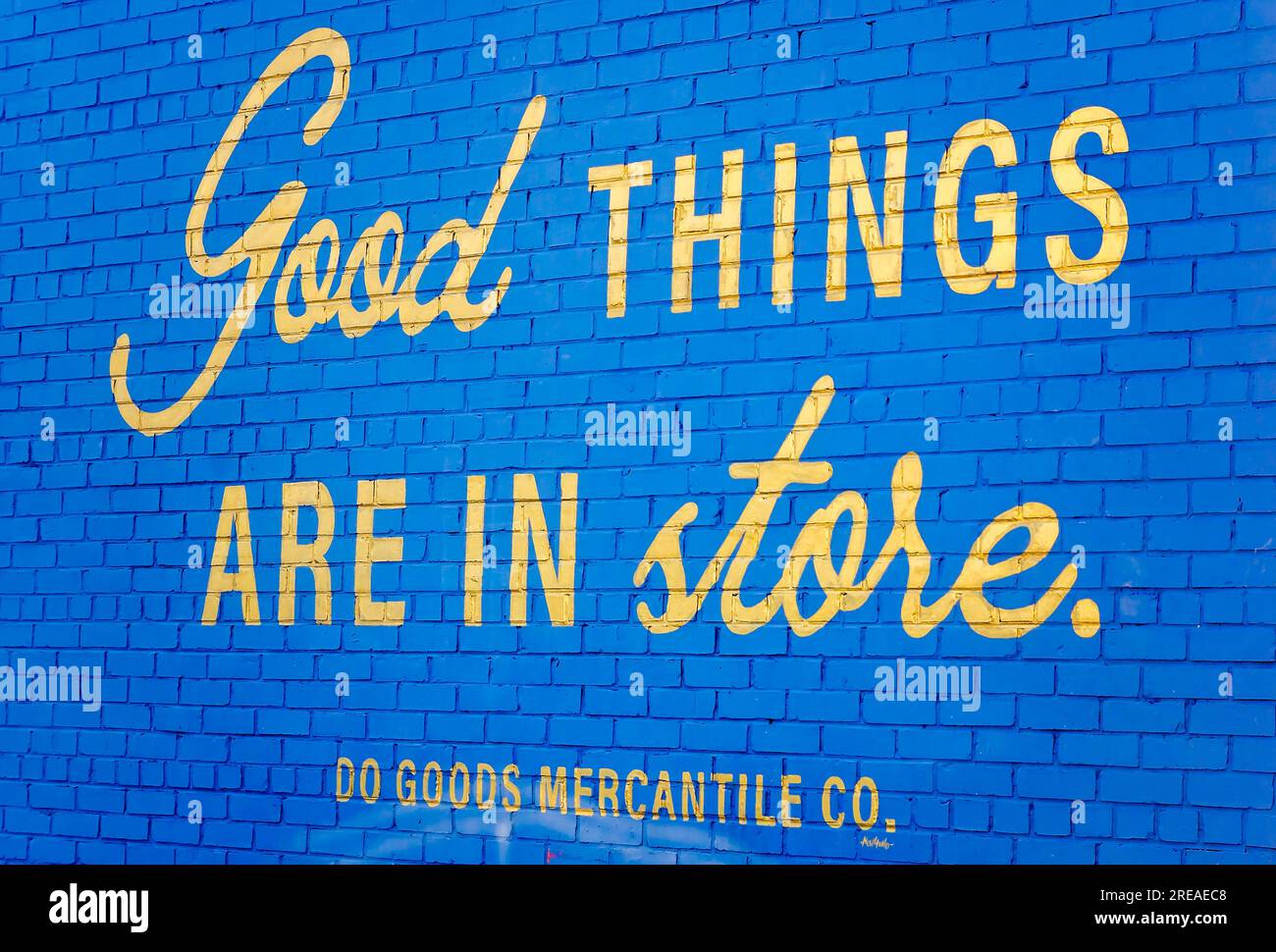 Do Goods Mercantile Co. Wirbt mit „Good Things are in Store“, 27. Juni 2023, in Mobile, Alabama. Stockfoto