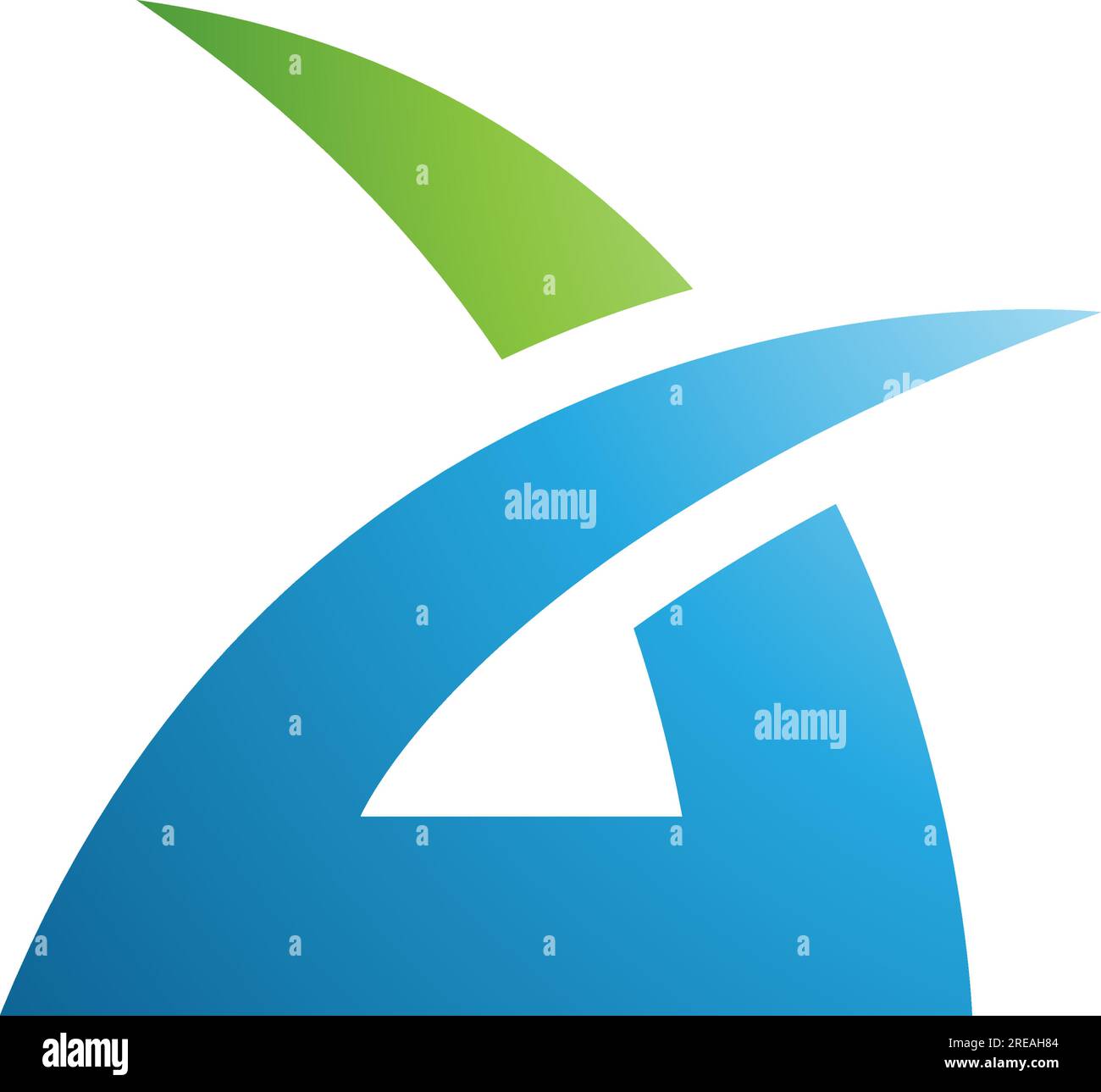 Grüner und blauer, spiky, grasförmiger Buchstabe Ein Symbol auf weißem Hintergrund Stock Vektor
