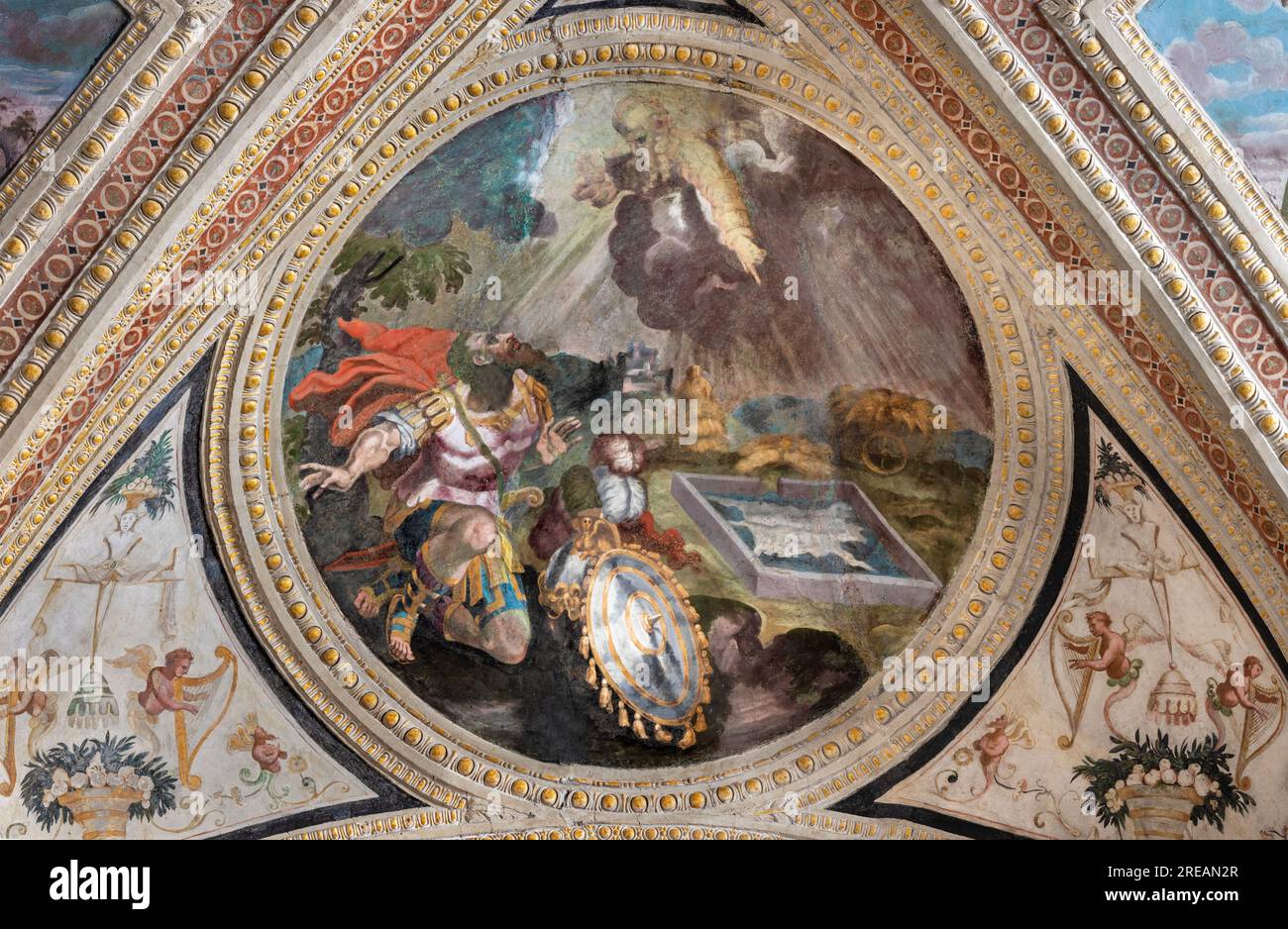 NEAPEL, ITALIEN - 23. APRIL 2023: Das Fresko von Gideons Vlies in der Kirche Chiesa di San Giovanni eine Carbonara von einem unbekannten manneristischen Maler Stockfoto