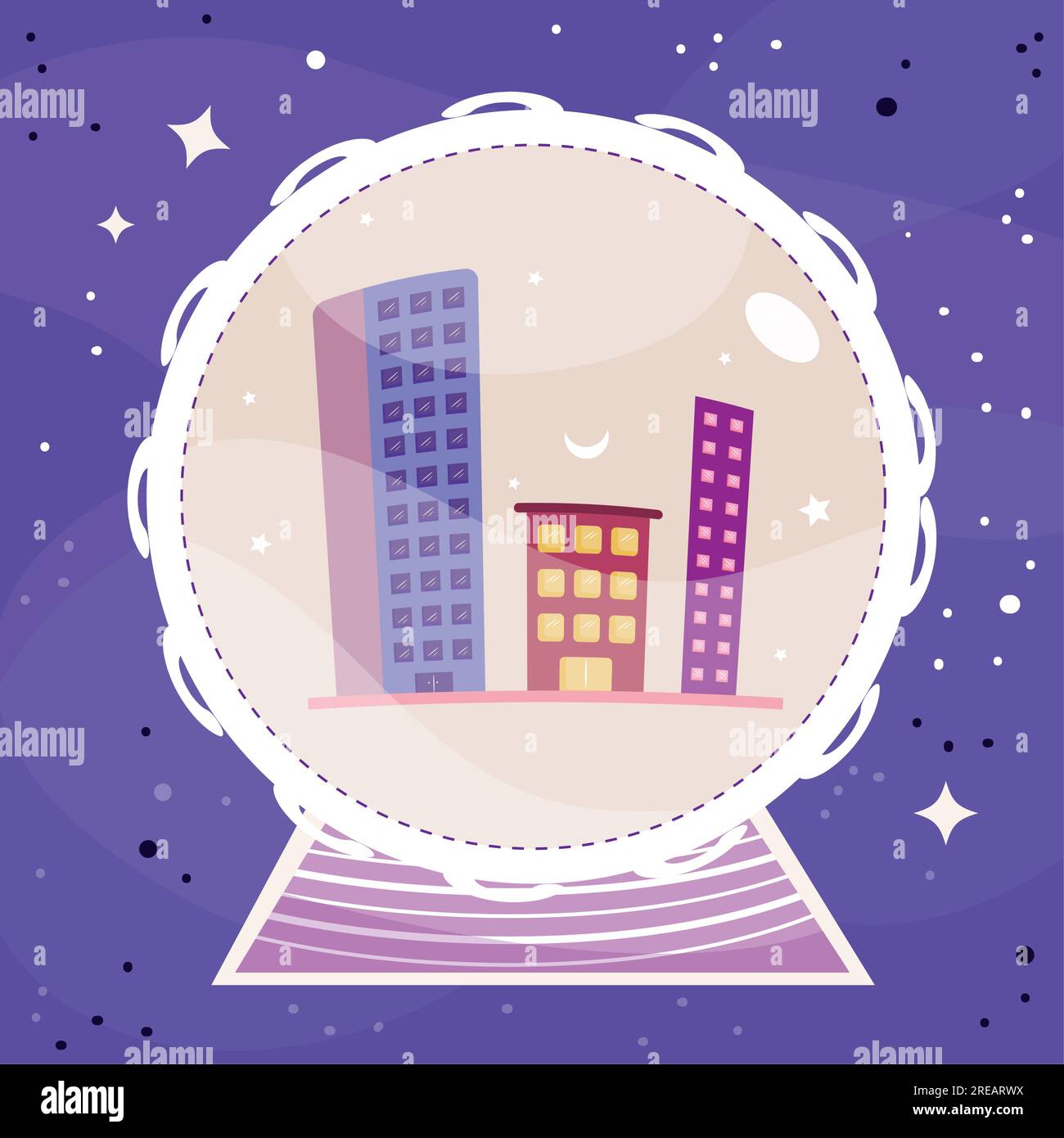 Isolierte Kristallkugel mit Gebäudegruppe Vektor Stock Vektor